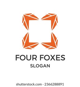 Abstract four foxes logo design