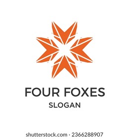 Abstract four foxes logo design