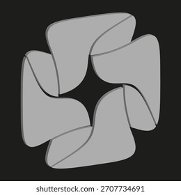 Abstractas cuatro pétalos. Forma geométrica gris. Simple Ilustración vectorial. Gráfico limpio minimalista.