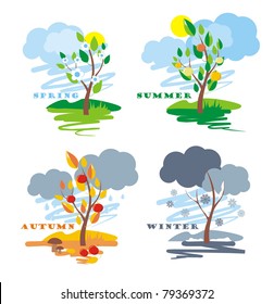 abstract of four seasons, vector