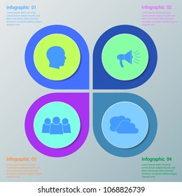 Abstract four step infographic template for business circle template, diagram, workflow, timeline and web design, EPS 10.