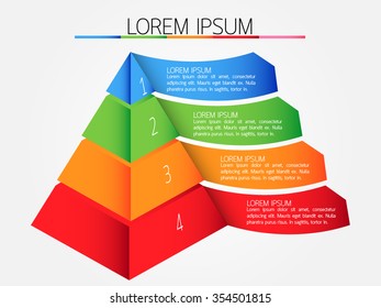 Abstract four steps pyramid infographic, Eps10, vector illustration.