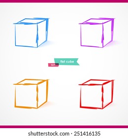 Abstract four technology cubes. Vector illustration.