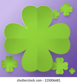 Abstract four-leaf clover on purple background, vector illustration