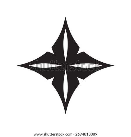Abstract Four-Pointed Star Compass Rose Logo Design