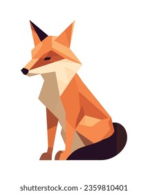 abstract fox animal sitting icon isolated illustration