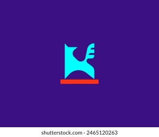 Abstract fox or dog logo. Creative horse animal logotype. Flat style. Vector illustration.