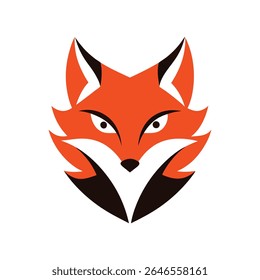 Abstract fox face log icon vector art illustration