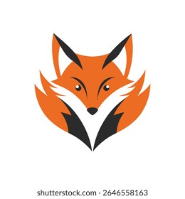 Abstract fox face log icon vector art illustration