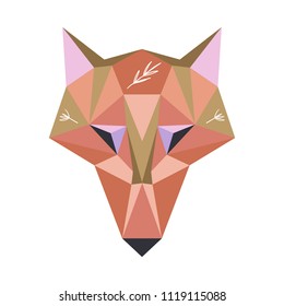 Abstract fox face, polygonal art. Vector, clipart, isolated details. Editable elements.