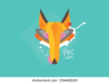 Abstract fox head isolated. Graphic cartoon fox portrait for design card, invitation, banner, book, scrapbook, t-shirt, poster, sketchbook, album etc