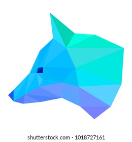Abstract fox head isolated on white. Fox painted in imaginary colors for design birthday gift card, modern party invitation, banner, scrapbook, t shirt, bag print, art workshop advertising flyer etc.
