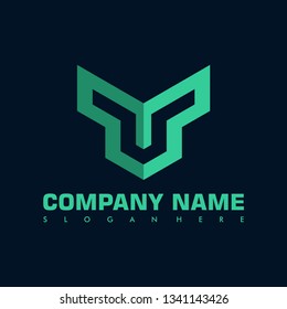 abstract fox head letter M vector flat logo