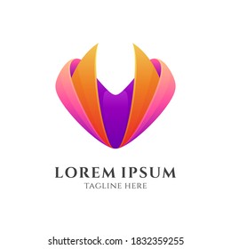 Abstract fox head logo. Simple fox head logo with 3d ribbon style in gradient color