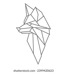 Abstract fox head in origami style. Simple modern illustration