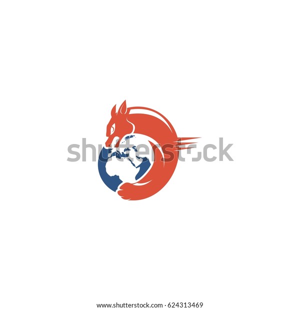 Abstract Fox Hug Earth Logo Stock Vector Royalty Free 624313469