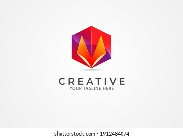Abstract Fox Logo, 3d Geometric Hexagonal with fox icon inside, usable for technology and business logos, design logo template, vector illustration