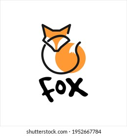 Abstract Fox Logo Design Animal Mascot, Simple Modern Vector Graphic Element and Template Ideas