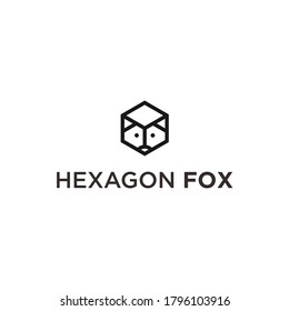 abstract fox logo. hexagon icon