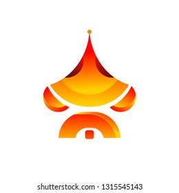 Abstract fox logo. Symmetric sign. Orange color - vector.