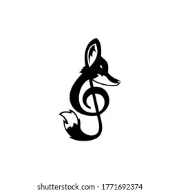 abstract fox music icon mascot vector logo