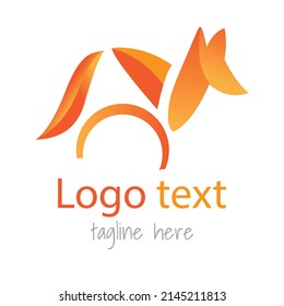 Abstract fox orange color logo vector illustration with dummy text on white background.