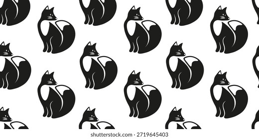 Abstrakter Fuchs Silhouette Nahtloses Muster einzeln auf transparentem Hintergrund. Perfekte Tier Tapete Stoff Stoffdruck. Eleganter welliger Fuchs mit schöner Schwanzwandabdeckung. EPS 10