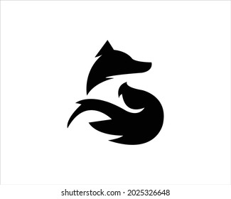 Abstract Fox And Wolf Logo Design Vector Template.