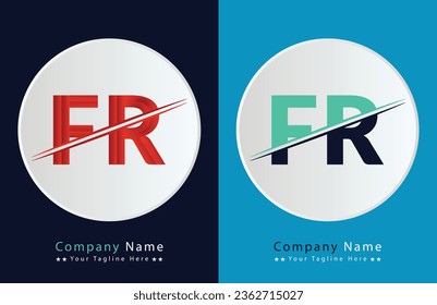 Abstract FR letter logo design template. Vector Logo Illustration.