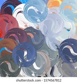 Abstract fractal background blurred texture of shapes of colored lines and spots of paint