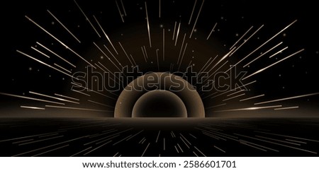 abstract fractal background burst line golden color with space explosion light with tunnel and rays of light for web page headers, web banners, ecommerce sign retail shopping, advertisement business