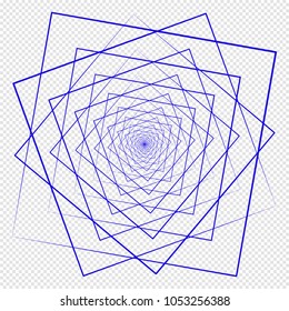 Abstract fractal background. Ripple pattern with concentric squares - Circular geometric background.