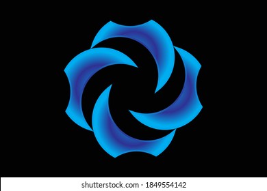 Abstract fractal circular spiral transition. Blue circular fractal spirograph. Swirl circular fractal