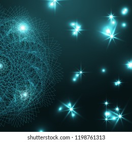 Abstract fractal dark background with highlights. Vector illustration.