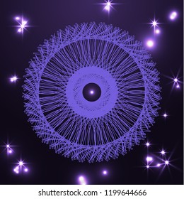 Abstract fractal dark background with highlights. Vector illustration.