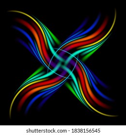 Abstract Fractal Fantasy Multicolored Pattern and Shapes. Technically Modified, Abstract Flower Pattern. Digital Fantasy Effect. Geometric Texture