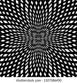 Abstract fractal kaleidoscope background. Black and white geometrical symmetrical ornament. Vector illustration.