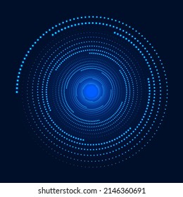Abstract fractal lighting tunnel. Vector illustration. Swirling blue symbol. Optical illusion. Twisted wormhole. 3D wireframe abstract tunnel. Vector illustration.