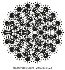 Abstrait fractale mandala. Motif de goutte organique. Conception circulaire noire. Symbole spirituel de l'Image vectorielle.