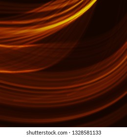 Abstract fractal orange gradient background. Light curved lines and shape with color graphic design.  Computer generated graphics. Vector illustration.