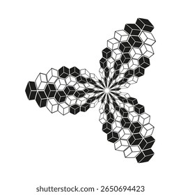 Patrón de Fractal Abstractas. Diseño geométrico de la flor. Formas orgánicas interconectadas. Ilustración vectorial.
