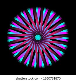Abstract fractal pattern in the shape of a eyesight. fractal star grid vector image with circular transitions. purple blue colorful
