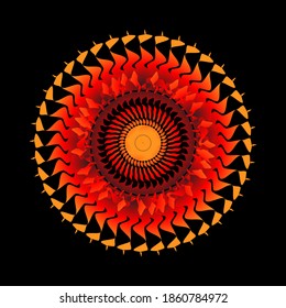 Abstract fractal pattern in the shape of a eyesight. fractal star grid vector image with circular transitions. red colorful eyesight