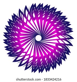 Abstract fractal pattern in the shape of a flower star. fractal star grid vector image with circular transitions. Purple kaleidoscope. Purple ornament. Purple mandala. Purple spirograph