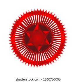Abstract fractal pattern in the shape of a flower star. fractal star grid vector image with circular transitions. dark red colorful