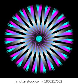 Abstract fractal pattern in the shape of a ornament circular. fractal vector image with circular transitions. colorful rainbow light.