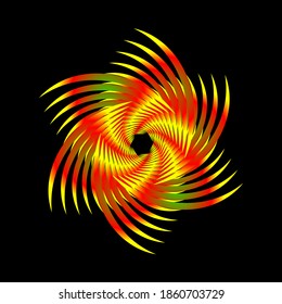 Abstract fractal pattern in the shape of a ornament circular. Fractal vector image with circular transitions. Orange fractal curve