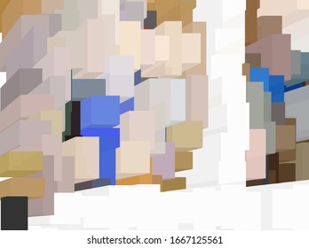 Abstract fractal of randomly arranged elements of geometric elements of square shape