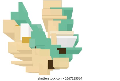 Abstract fractal of randomly arranged elements of geometric elements of square shape