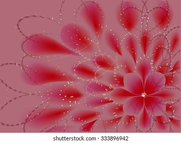 Abstract fractal resembling a flower on pink background. EPS10 vector illustration.